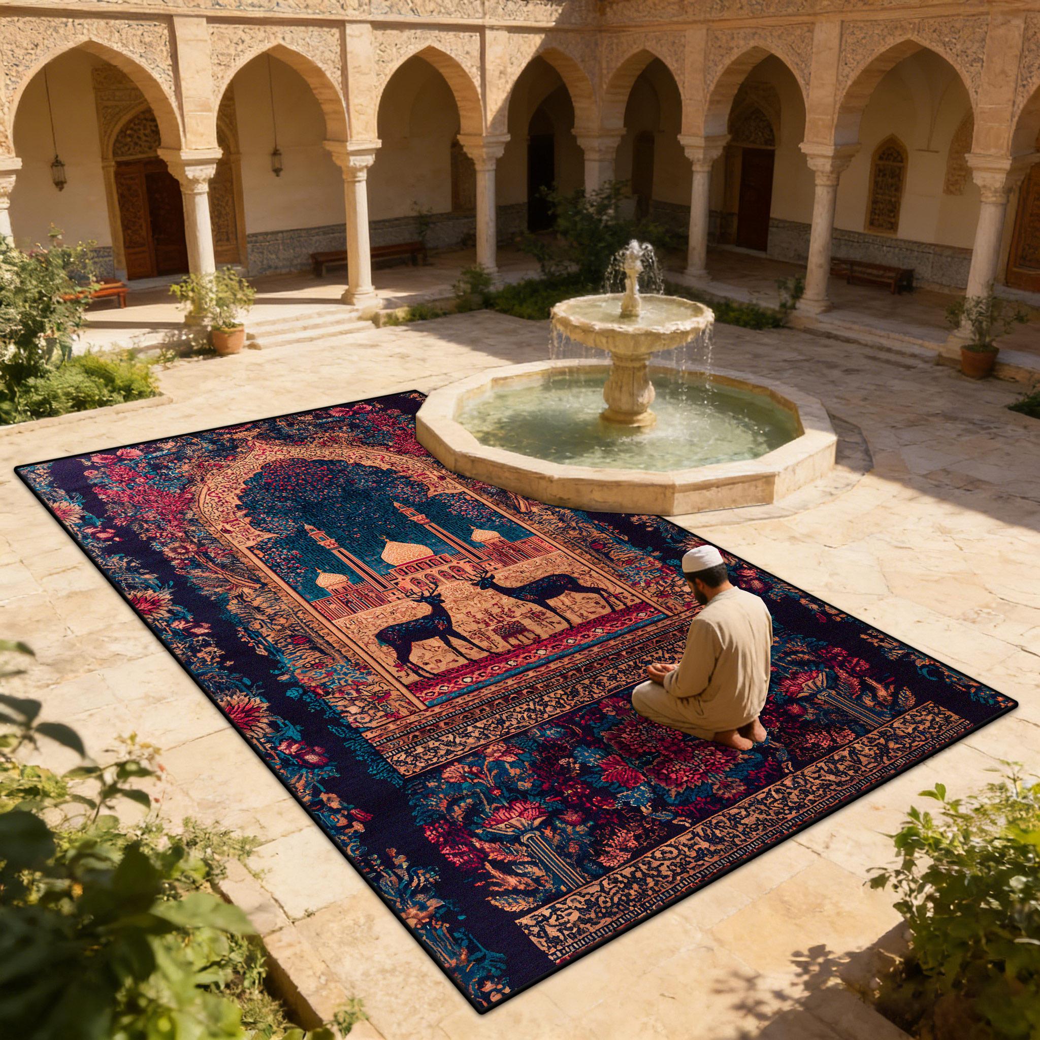 

Portable Prayer Mat Prayer Mats Muslim Men Women Children Worship Carpets Outdoors Soft Fluffy Prayer Rug Washable Islamic Gift 60x90cm