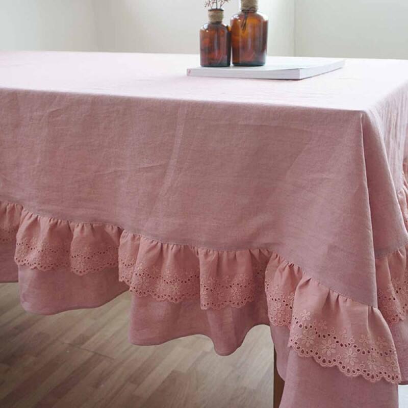 Original Washed Linen Tablecloth/Dinning Tablecloth 130x180 (3 colors) pink