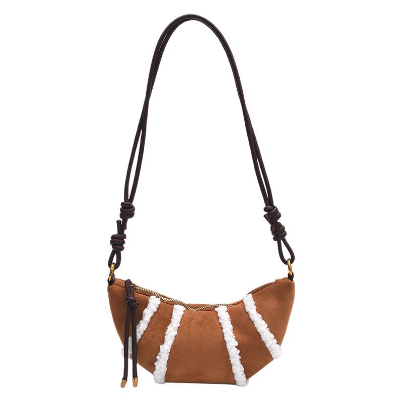 Autumn and Winter Maillard Retro Matte Plush Small Bag Women's 2025 New Croissant Bag Versatile Messenger Dumpling Bag