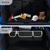 Collapsible Car Back Seat Trunk Organizer 600D Oxford, 4 Large Pockets Waterproof Rear Seat Storage Bag with Adjustable Straps for SUV Truck Van