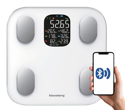 Bathroom Scale with Body Fat and Body Composition Measurement, Smart, BT, KLAUSBERG KB-7855 White