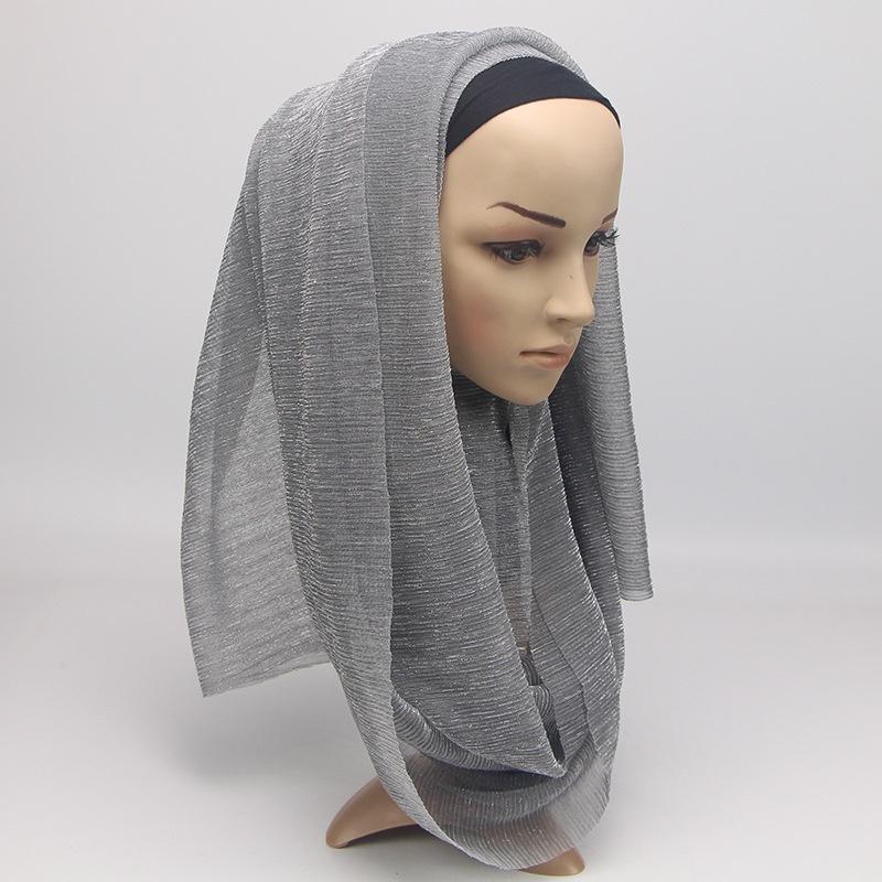 Элегантный Модный Женский Длинный Шарф Из Металической Пряжи Для Стильного Мусульманского Хиджаба 1#Gray