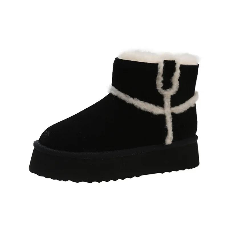 

35-42 размер Большие женские ботинки зимние модные хлопковые туфли толстые теплые толстые подошвы импортные хлопковые туфли 35 чёрный