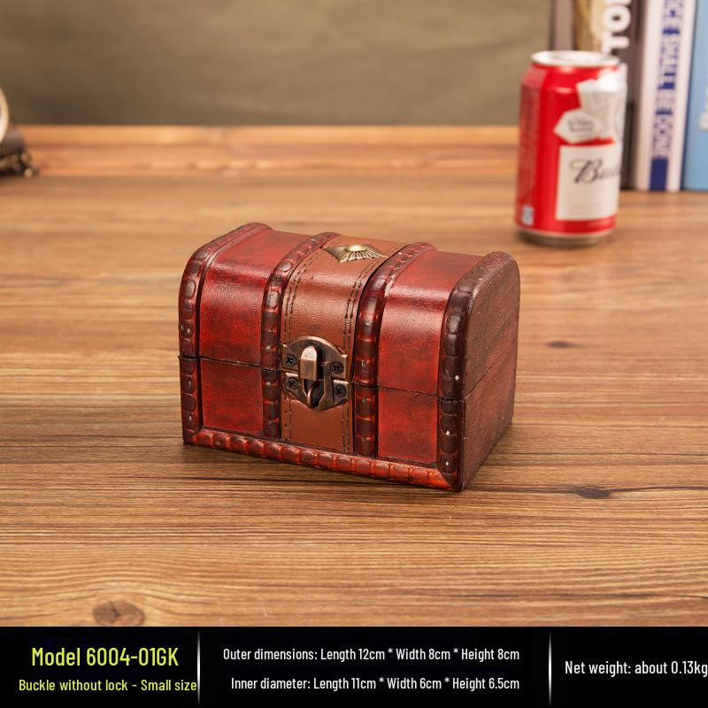 Antique-Style Distressed Wooden Jewelry Box with Lock – Secret Storage Treasure Chest Prop