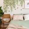 Fresh Green Leaves, Tree Branches, Small White Flower Butterflies, Living Room Home Wall Background Beautification Wall Stickers