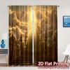2 Stück 2D-Flachdruck-Vorhänge (Ohne Stange) Golden Ascension Moderne Druckvorhänge Polyester Einfach zu installierende Vorhänge Outdoor
