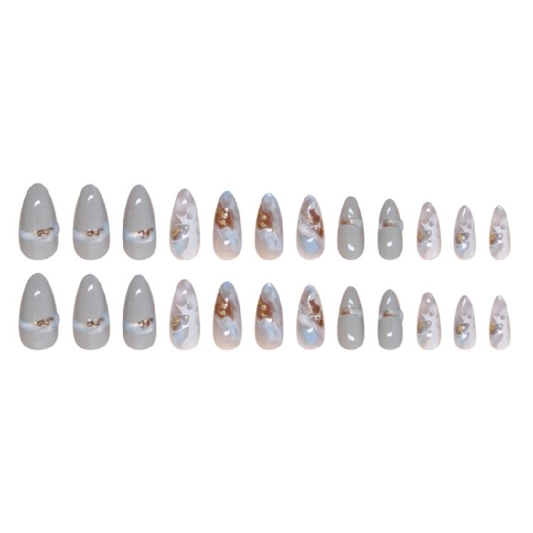 24Pcs Almond Fake Nail Press On Nail Artificial Nail False Nail Glues On Nail Gradient Designs French Nail Tips Gifts