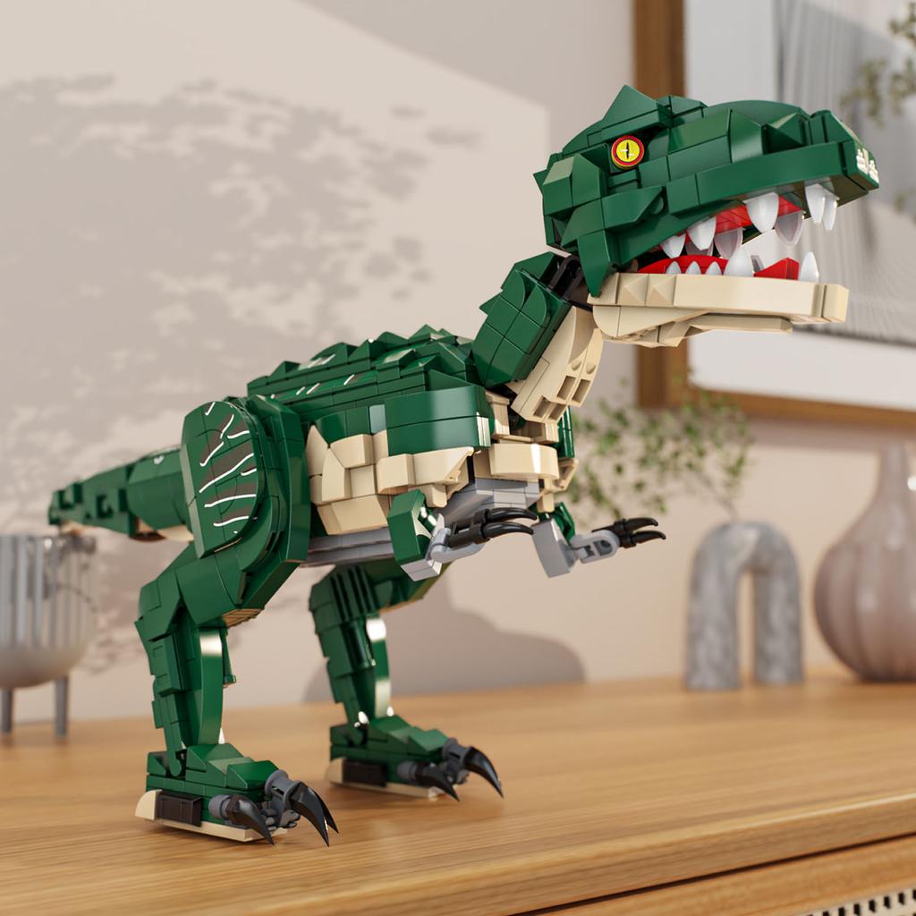 Non-Toxic 861Pcs Green Dinosaur Building Blocks Toys Model Tyrannosaurus Rex Assemble Puzzle Bricks Toy Sets For Kid Ornament Gifts