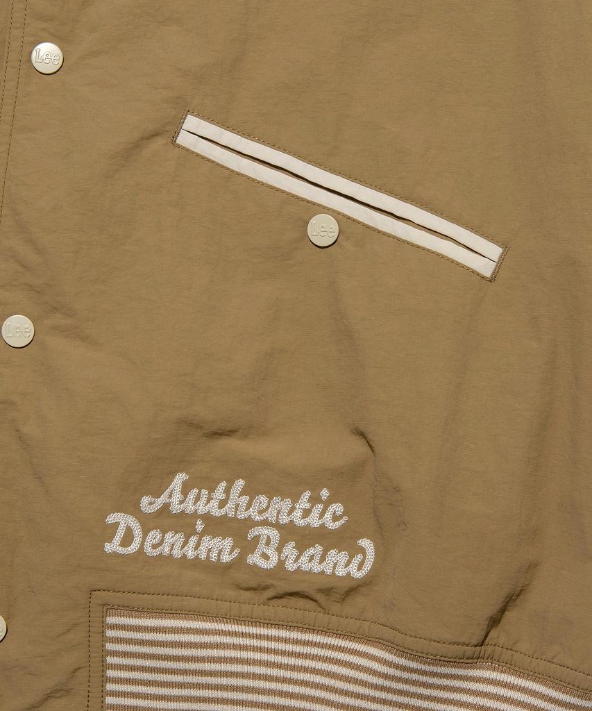 Lee Nylon Collar Varsity Jacket Beige