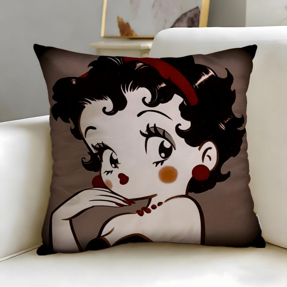 classic cartoon character Betty Boop Cushion Cover Soft EasyWash Pillow Case Versatile for Couch Bed Travel and Office