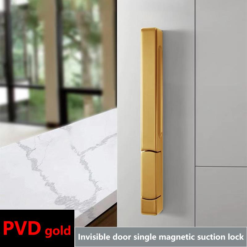 2022 New Invisible Magnetic Door Lock Interior Background Wall Storage Room Door Handle Hidden Cloakroom Gold Single Door Lock