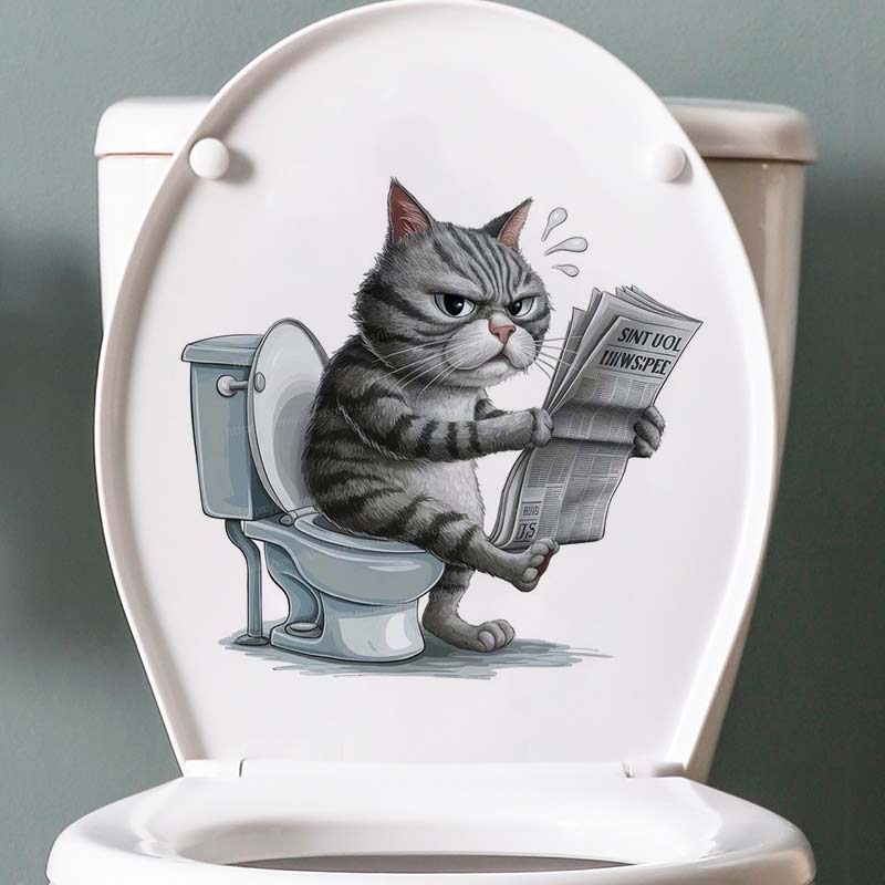 Funny Cat Dog Fox Tiger Animal on the Toilet Sticker Bathroom Toilet Cover Sticker Wall Sticker WC Home BathRoom Waterproof Decoration S353