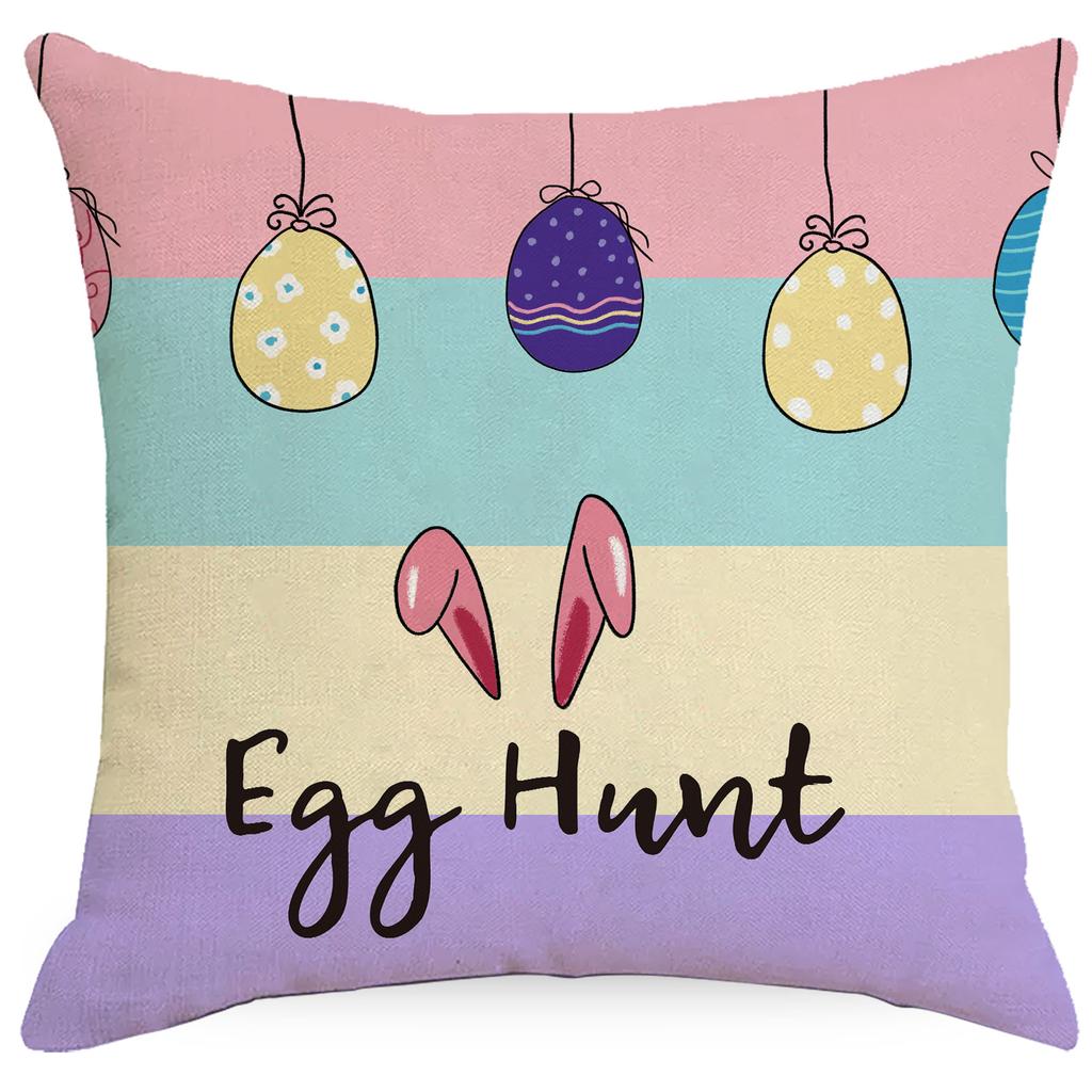 New Spring Easter Pillow Case Easter Egg Bunny Printed Polyester Cloth Pillow Home Sofa Cushion