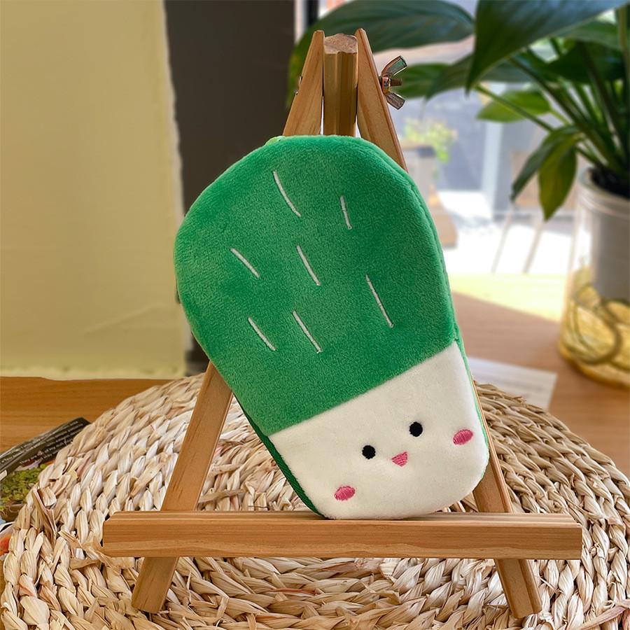Plush Vegetable Shape Coin Purse With Data Cable Organizer For Kids And Teens