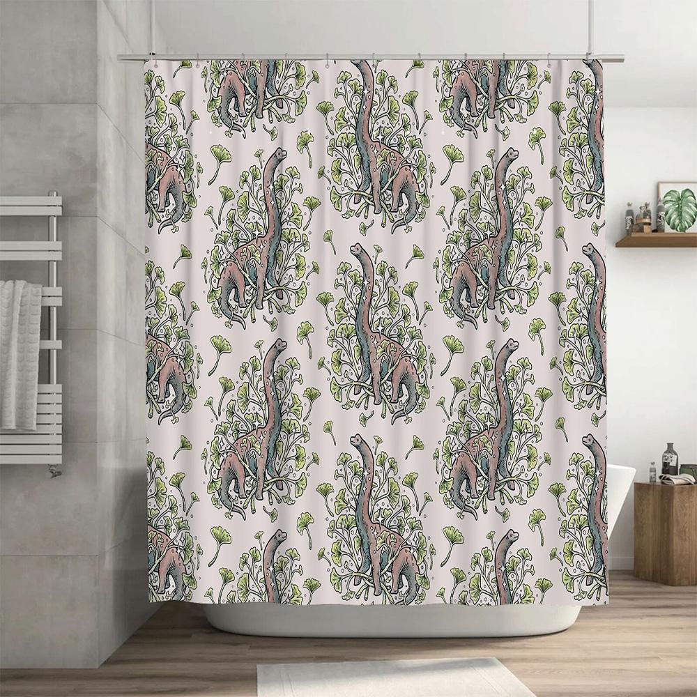 Bathroom Shower Curtain Vintage Floral Botanical Nature Pattern Waterproof Decor Farmhouse Rustic Washable Fabric