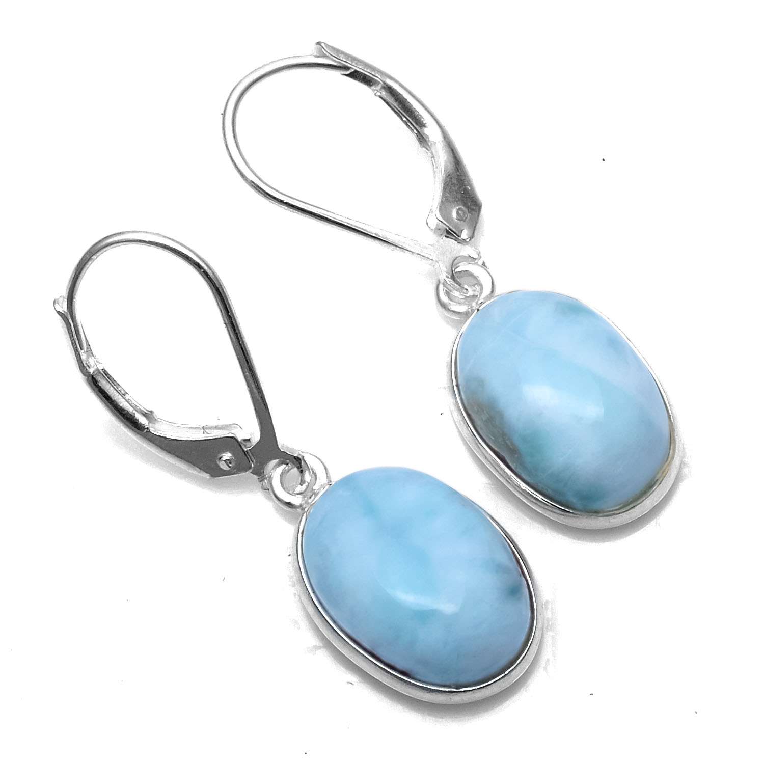 

Larimar Gemstone Earrings Solid 925 Sterling Silver Handmade Earrings Jewelry Gift For Women And Girls E-1492