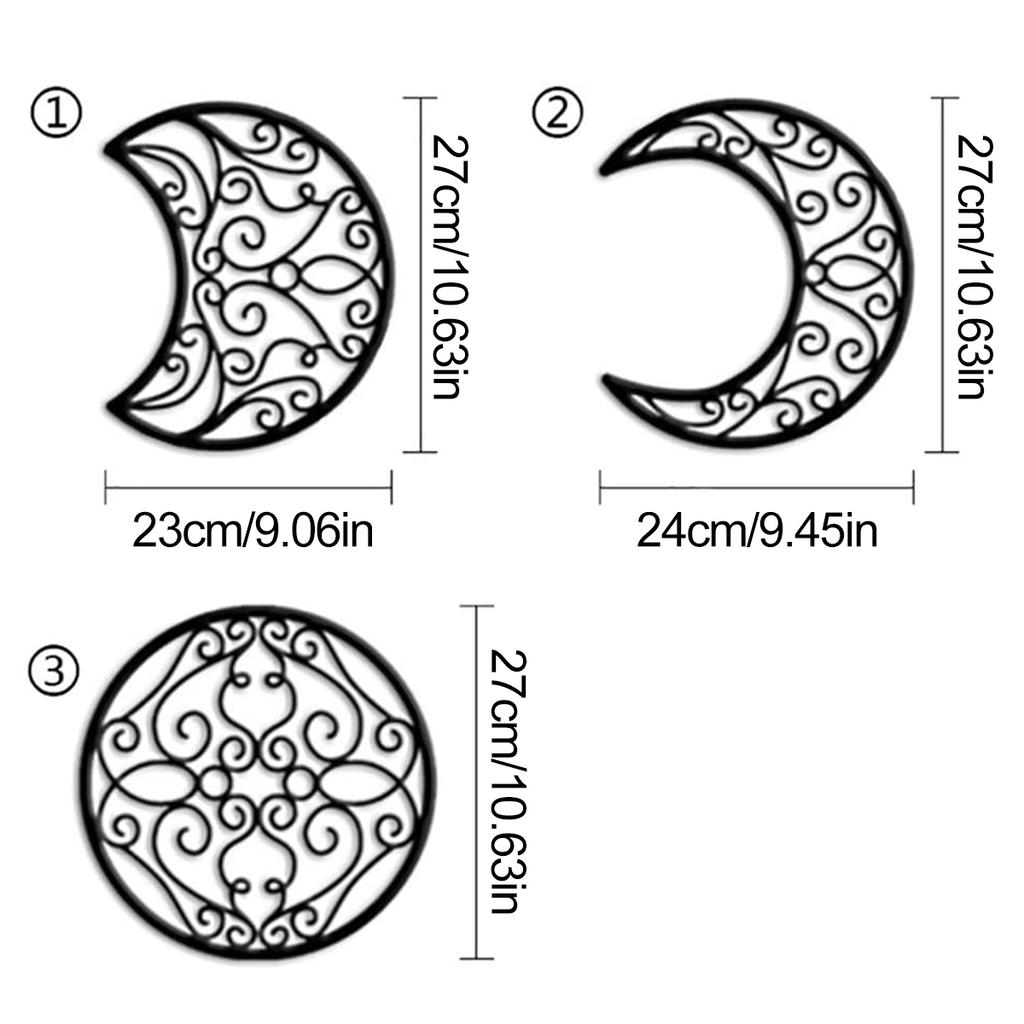 5Pcs Black Wall-mounted 3D Moon Phase Decorations Spiritual Wood Moon Design Natural Nordic Bedroom Adornment for Christmas Gift