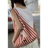 New Korean Striped Canvas Bag Women's Summer 2025 New Niche Tote Bag Student Large-capacity Cloth Bag