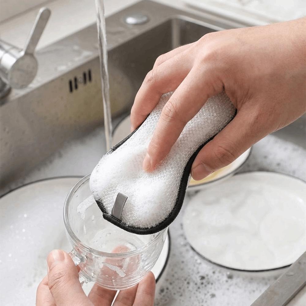 3/6PCS Non-Scratch Kitchen Scouring Pad Microfiber Cleaning Sponges Double-Sided Dishcloth Sink