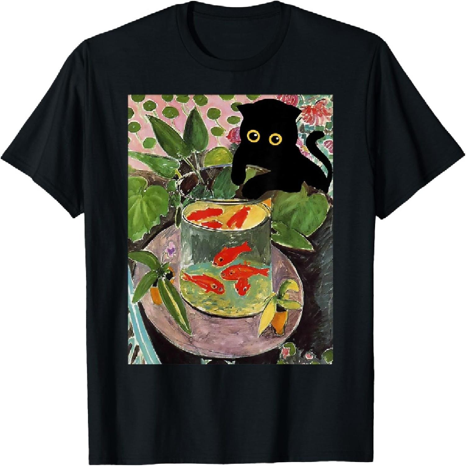 Henri Matisse Goldfish and cat famous Artwork painting T-Shirt S