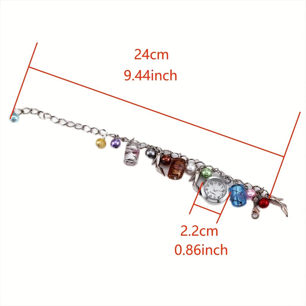 Men's and Women's Couple Bracelet Watch Colorful Glass Bracelet Cartoon Internet Celebrity Length Adjustable