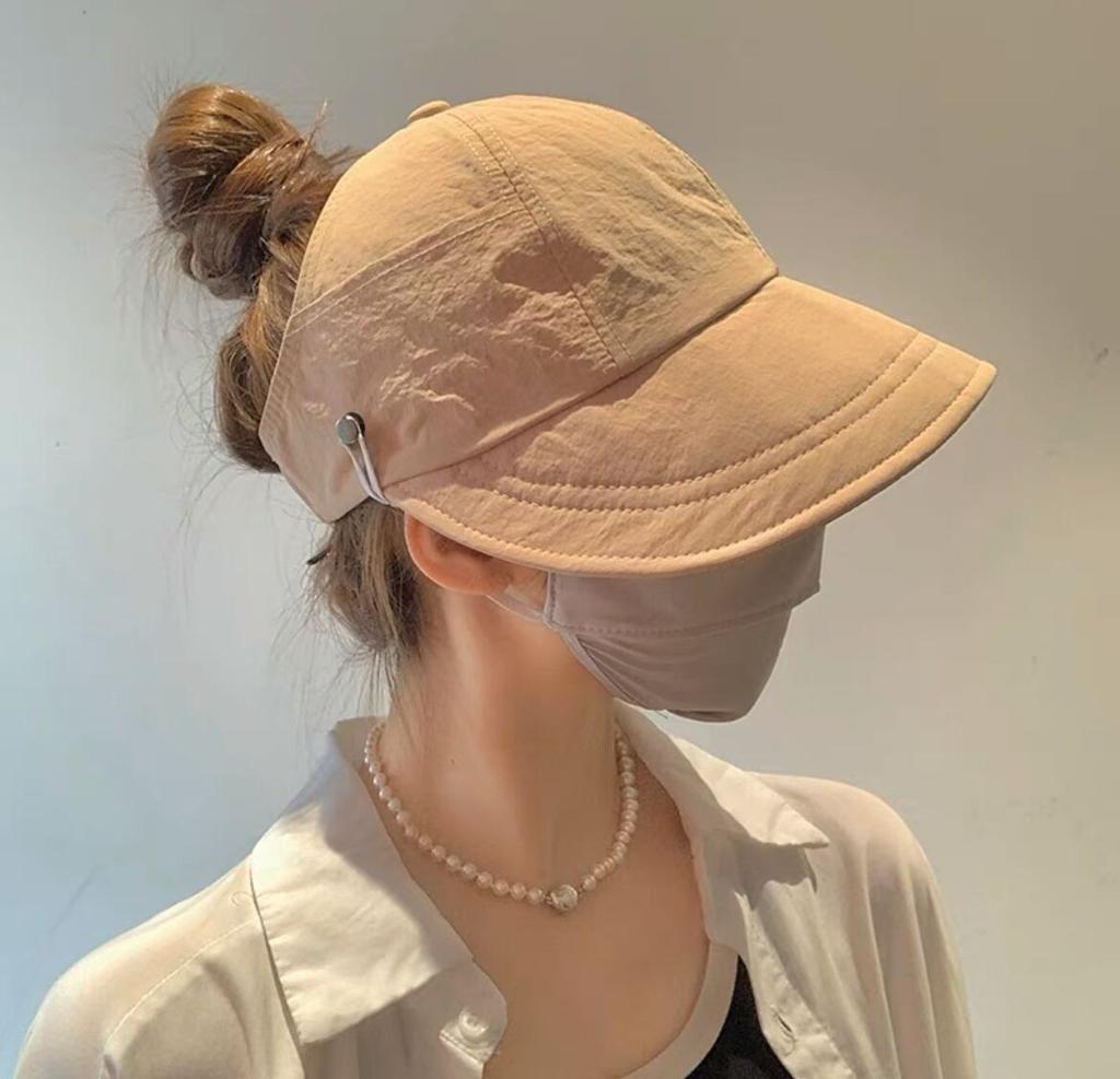 Summer new ponytail sun protection cap versatile breathable quick drying cap empty top sunshade sun fisherman hat