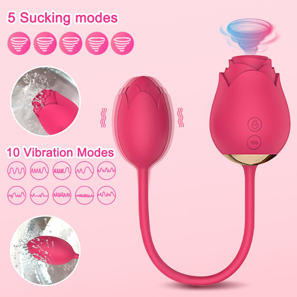 POMFW Rose Clit Sucker Vibrators Female Clitoris Stimulator Vacuum Sucking Love Vibrating Egg Sex Toy for Women