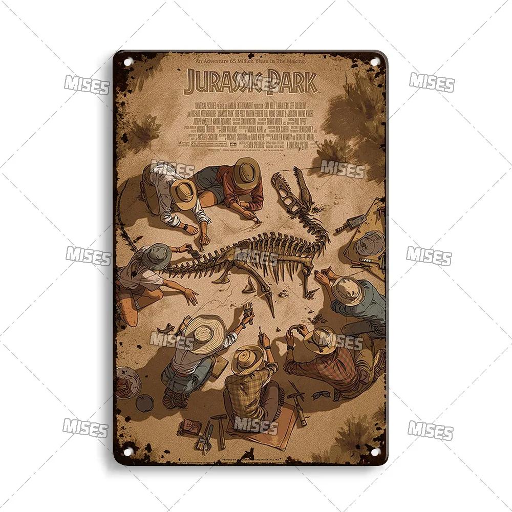 MISES Film Classico Jurassic Park Targa Metallica Pub Targa Metallica Giardino Vecchia Targa Murale Segno Metallico Arrugginito Decorazione Murale Poster Metallico