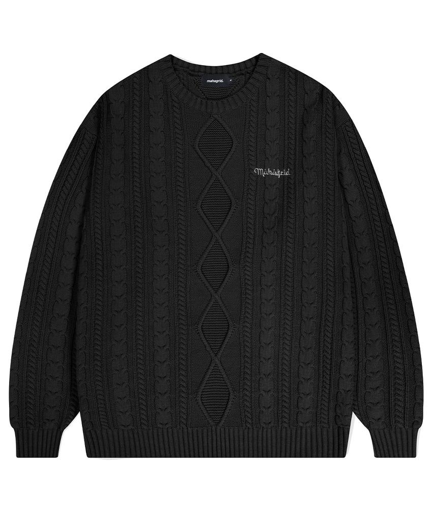 MAHAGRID Fisherman Knit Sweater Black(Mg2Dfmk624A)