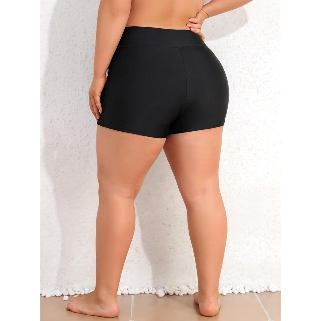 CHARMLEAKS Badeshorts für Damen in Übergröße, Bademode mit Taschen, hoch taillierte Boardshorts