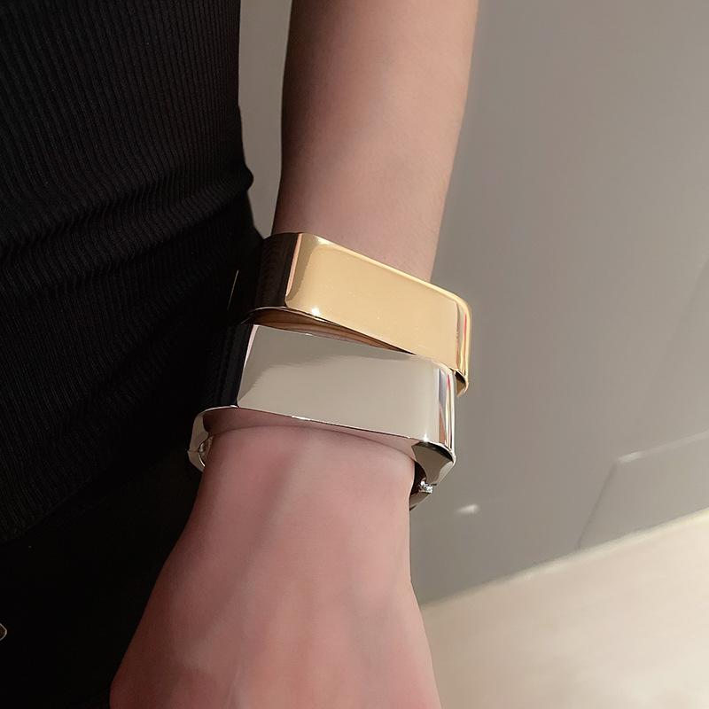 DIEZI Hip Hop Punk Glänzend Matt Heavy Metal Geometrisch Quadrat Armreifen Mode Breite Manschette Armreifen Armbänder Für Damen Herren Schmuck