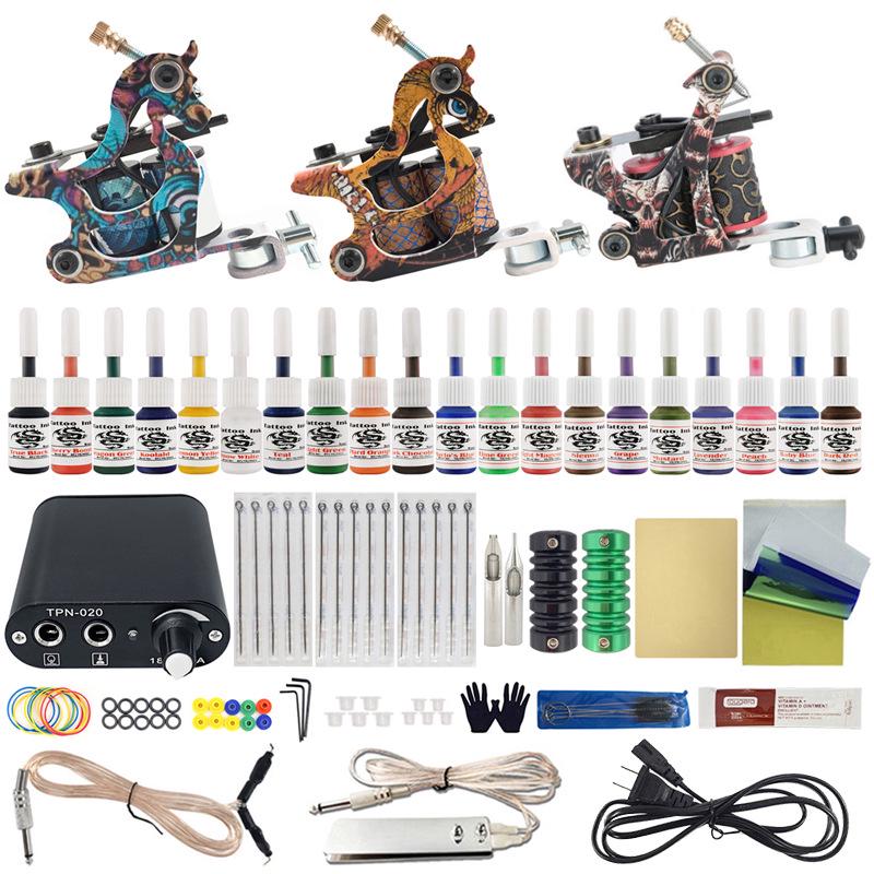 

Набор тату-машинок 20 цветов: Трехмашинный А-типа с инструментами 20 Colors Three-Machine Set A Type