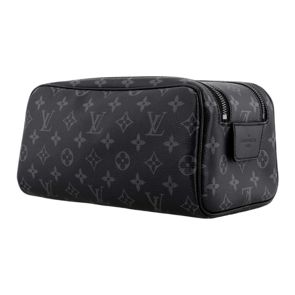 Louis Vuitton Dopp Kit Monogram Coated Canvas And Washable Fabric Toiletry Bag Men Toiletry Bag Black M46354