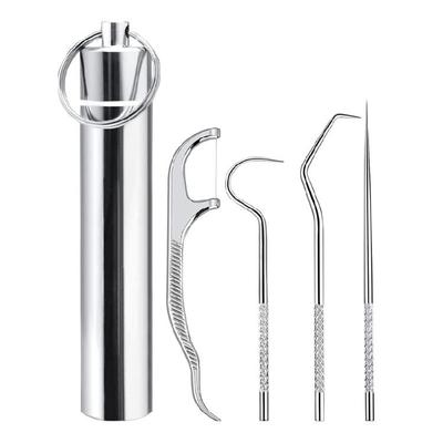 Steels Toothpicks Pocket Set with Holder Dispenser, Tooth Cleaning Set