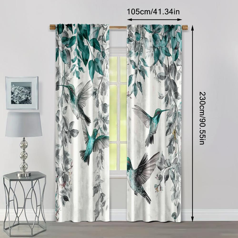2pcs   Minimalist Curtains 2D Print Colorful Hummingbird Versatile Polyester (without Rod) Stuff Clearance Use for Living Room