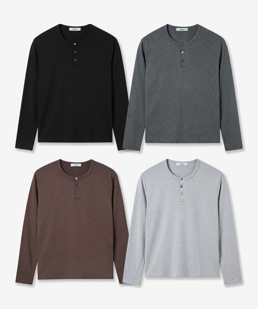 POLYGRAM Coolite U Henley Neck Long Sleeve T-Shirt - 4 Colors
