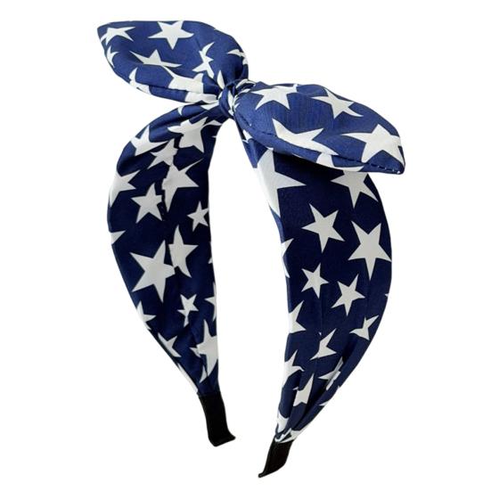 

Women Headband USA Flag Independence Day Theme Three-Dimensional Rabbit Ear Bow Shape Headband Sponge Filling Non-Slip Hair Hoop темно-синий