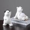 White Statuettes Resin Polar Bear Animal Ornament Sculpture Electroplating Decoration for Living Room Wine Cabinet Figurines