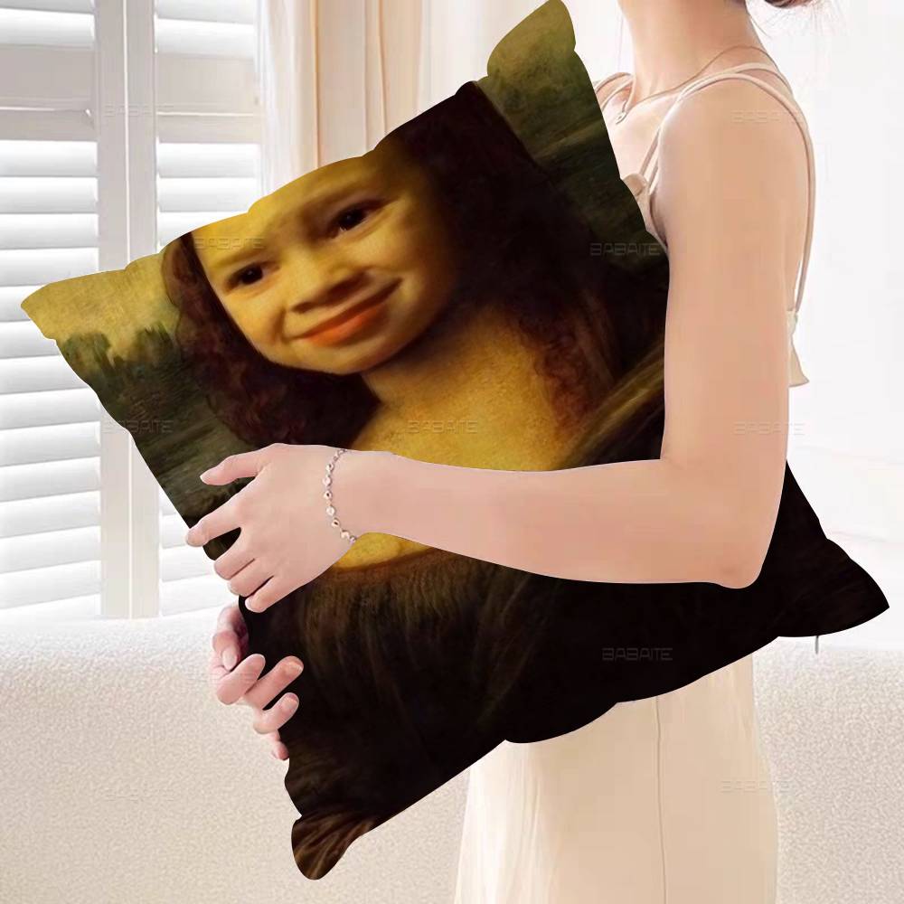 Mona Lisa Funny Wall Art Pictures Pillow Gifts Home Office Furnishings Bedroom Sofa Car Cushion Cover case 45x45cm
