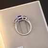 Amethyst Tourmaline Rings for Women Elegant Purple Crystal Jewelry Handmade Sterling Silver Band