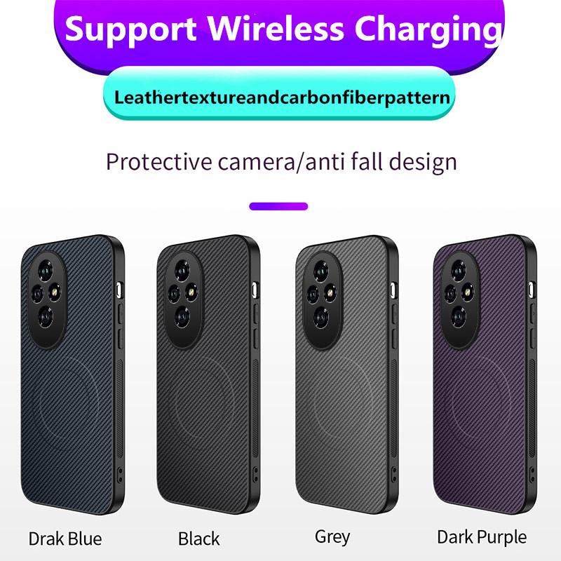 Magnetic Case For Honor X7B X7C X9B X9C Smart X60 Pro Honor 200 Pro Magic 7 Lite Wireless Charging Carbon Fibre Shockproof Cover