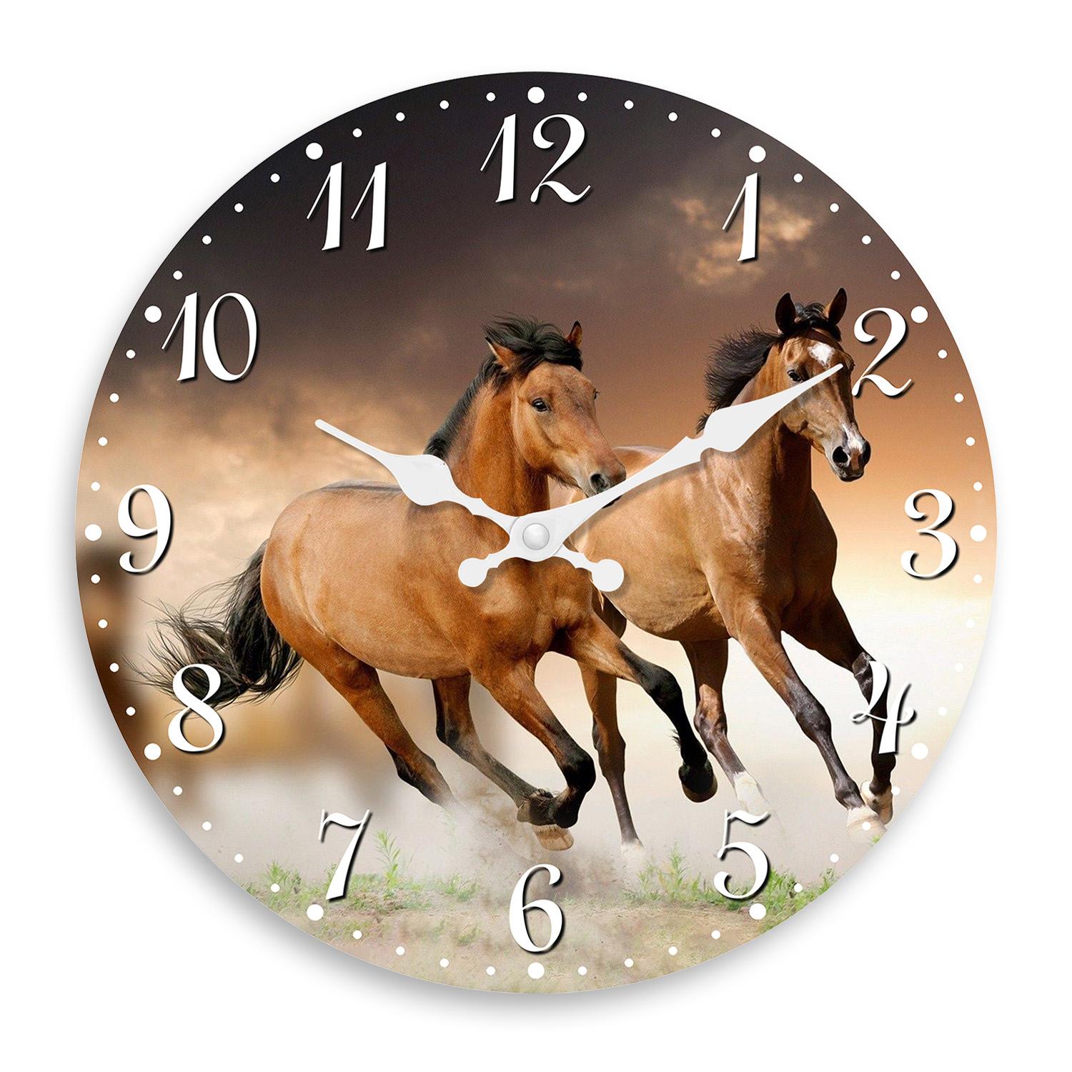 High-Quality Animal High-Quality Horse High-Quality Element High-Quality Wooden High-Quality Wall High-Quality Clock High-Quality Living Interior (as the picture,10 Inches)
