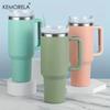 40oz 304 Steel Insulated Water Bottle Thermal Coffee Car Mug Cold Mugs Vacuum Flask With Handle Straw For Sport