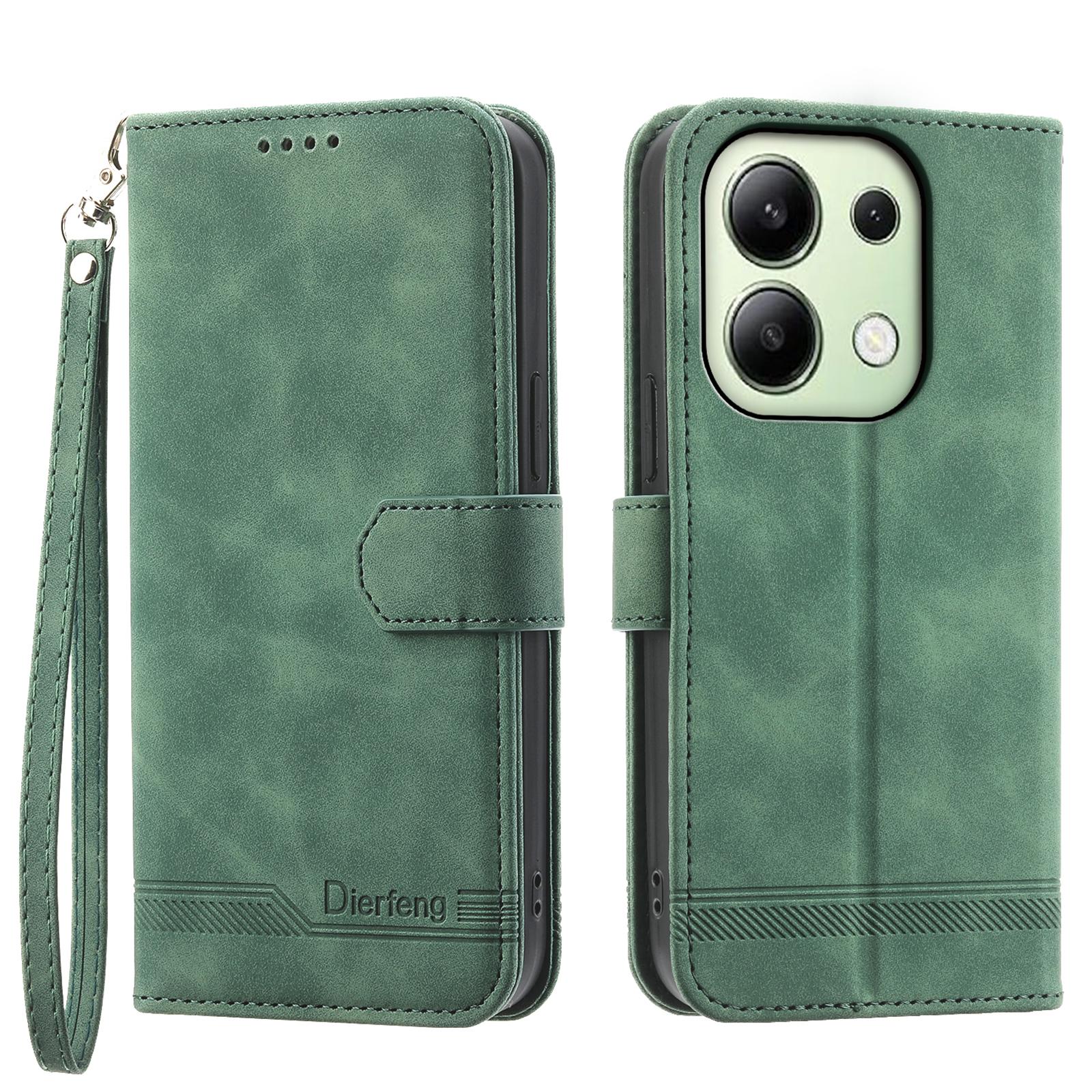 

DIERFENG DF-03 для Xiaomi Redmi Note 13 4G Чехол Кошелек Кожаный Флип Чехол для Телефона Green