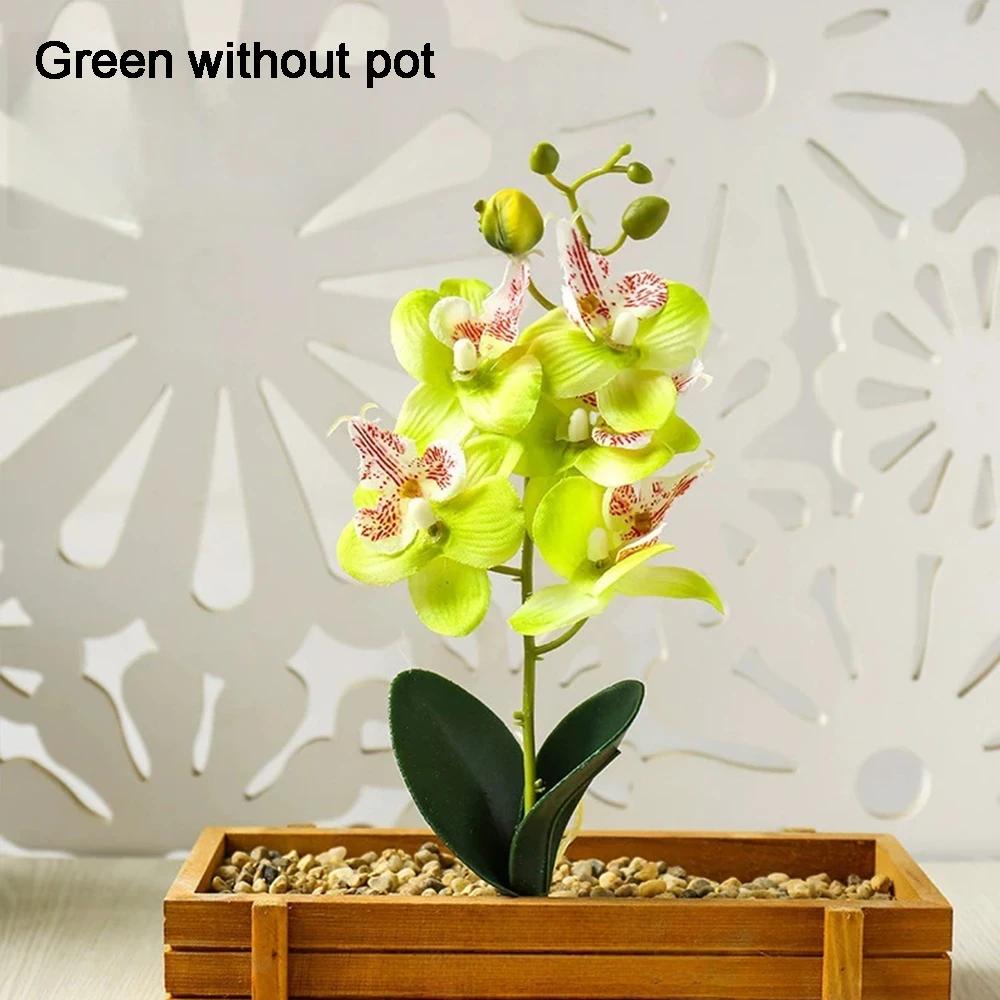 Orchidee Künstliche Orchideen Blumen mit Vase Weiß Pflanze Seide Falsche Orchideen Kunstblumen Gestecke für Heimdekoration