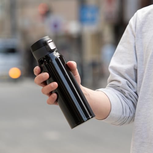 Atlas AREW-800NV 800ml Water Bottle, Insulated, Cold, and Hot, Ultra-Lightweight, with a Disassembly Cap, One-Touch Design, Japan's Lightest, Compatib