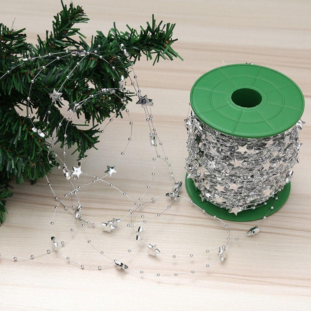 Plastic Star Beads Chain Electroplated Christmas Star Chain Decoration  For Diy Jewelry Making
