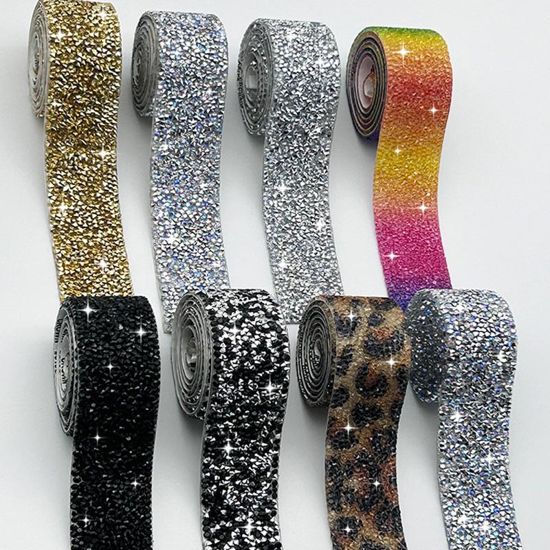 1 Yard Garment Accessories Multicolor Sewing Ribbon DIY Hot Fix Strass 1.5cm Rhinestones Appliques Tape Trim