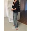 Women's White Square Neck Puff Sleeve Ruffled Hem Chiffon Blouse With Thin Strap Decoration
