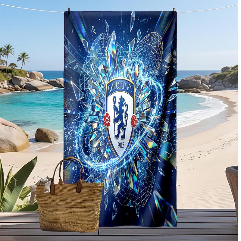 Toalla de Playa Impresa del Chelsea FC Toalla Suave de Secado Rápido Manta de Playa Rectangular Grande Portátil para Viajes Piscina
